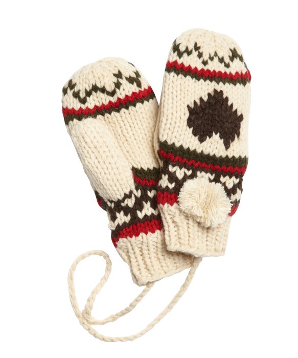 Plush : beige fleece lined heart mittens : style # 324142201