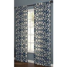 allen   roth Oberlin 95-in L Geometric Navy Back Tab Window Curtain Panel