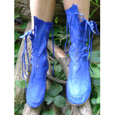 Cobalt Blue Leather Ankle Boots