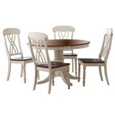 HomeSullivan 5-Piece Round Antique White and Warm Cherry Dining Table Set-401393W-48[5PC] at The Home Depot
