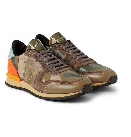 Valentino Camouflage-Printed Leather and Canvas Sneakers