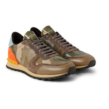 Valentino Camouflage-Printed Leather and Canvas Sneakers