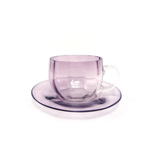 Amethyst cup and saucer - vintage purple glass teacup