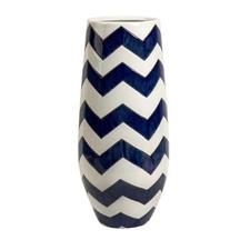 Home Decorators Collection Chrevron Navy/White Tall Vase-1951400320 at The Home Depot
