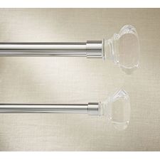 PB Standard Glass Square Finial Drape Rod - Polished Nickel | Pottery Barn