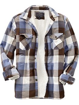 Men's Flannel Sherpa-Lined Shirt Jackets | Old Navy