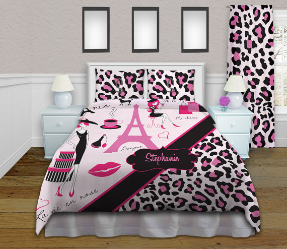 Cheetah Print Bedding, Paris Theme bedding, Comforter, Kids Bedding Sets Kids Bedding, Paris Bedding, Fashion Bedding #15