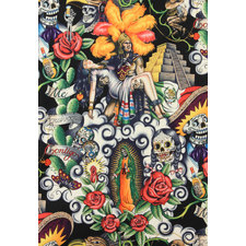 CONTIGO BLACK Alexander Henry Folklorico Novelty Cotton Quilt Fabric - by the Yard