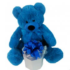 A Gift Of Gourmet Chocolates With A Plush Bear (Blue)