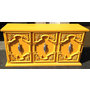 Ornate Yellow Magnolia Cabinet / Buffet with Large Silver Accents
