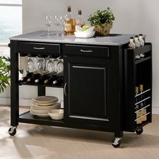 Baxton Studio Black Rectangular Kitchen Cart