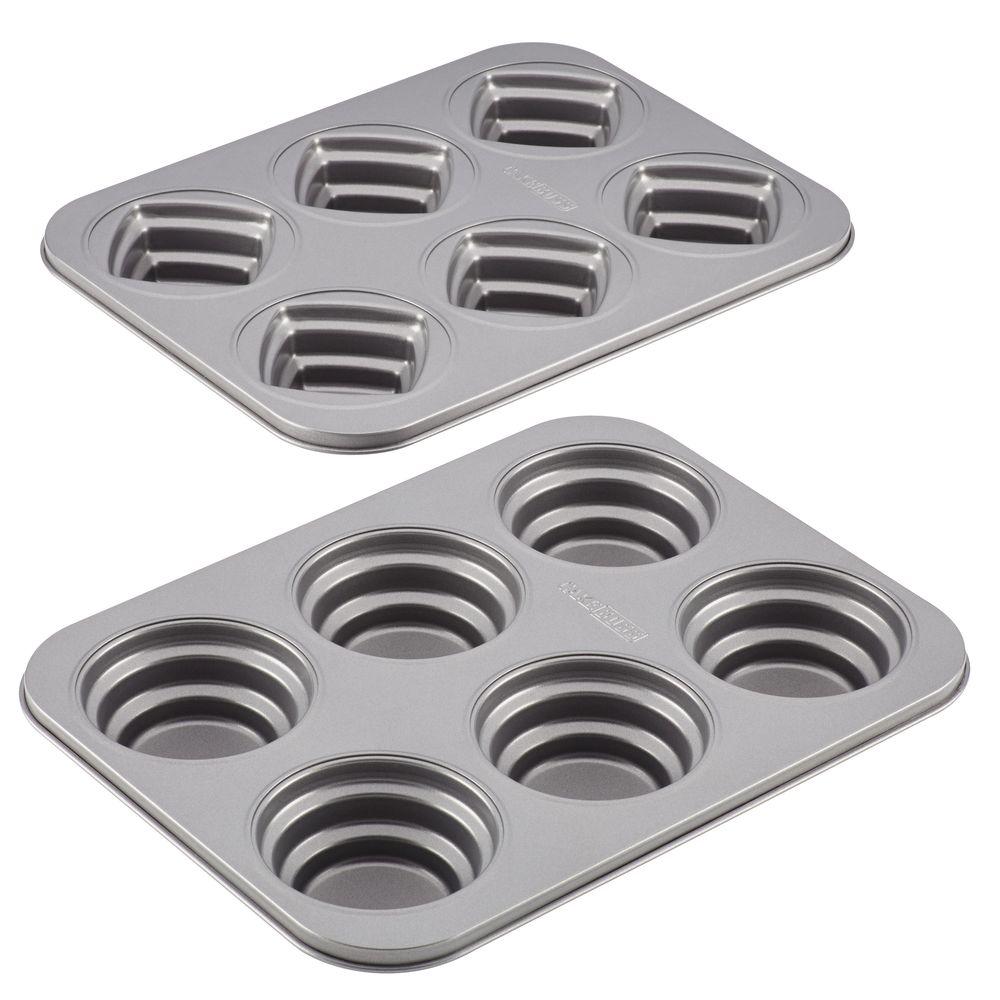 Cake Boss Specialty Nonstick Bakeware 2-Piece Round and Square Molded Cookie Pan Set in Gray-55253 at The Home Depot
