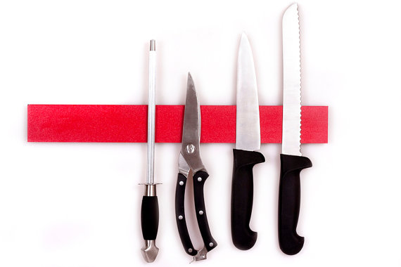 Kitchen Knife and Utensil Rack. NEW Slimline Model Red.  Awesome kitchen knife and utensil storage system.
