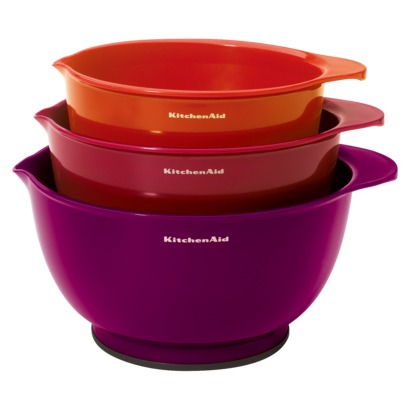 KitchenAid 3 Piece Plastic Mixing Bowl Set - Assorted Color