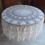 White Vintage  Handmade Crocheted  Tablecloth Diamter 62 inches Round