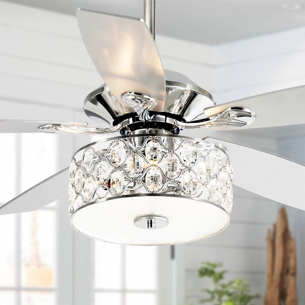 52-inch Crystal Chandelier Wooden 5-Blade Ceiling Fan with Remote. Opens flyout.