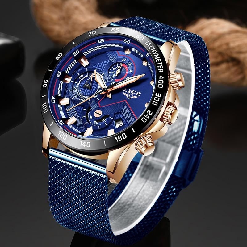 LIGE Fashion Mens Watches T...