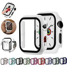 Watch Cover Case for Apple Watch 5/4 40MM/44MM PC Bumper with Glass Protector Film for iwatch Series 3/2 38 42MM  accessories