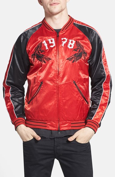 DIESEL Reversible Satin Bomber Jacket Jbisa in Red for Men