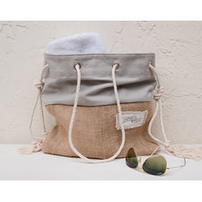 Gray Canvas Tote Large Beach Bag Beach Tote Burlap Grey Canvas Stripe
