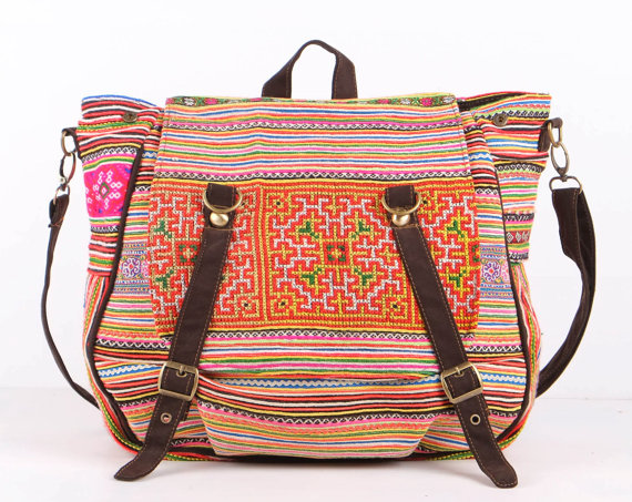 Ethnic Cross body diaper Bag, Backpack Tribal Embroidered Shoulder Bag