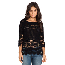 Velvet by Graham & Spencer Vintage Agnese Crotchet Top in Black | REVOLVE
