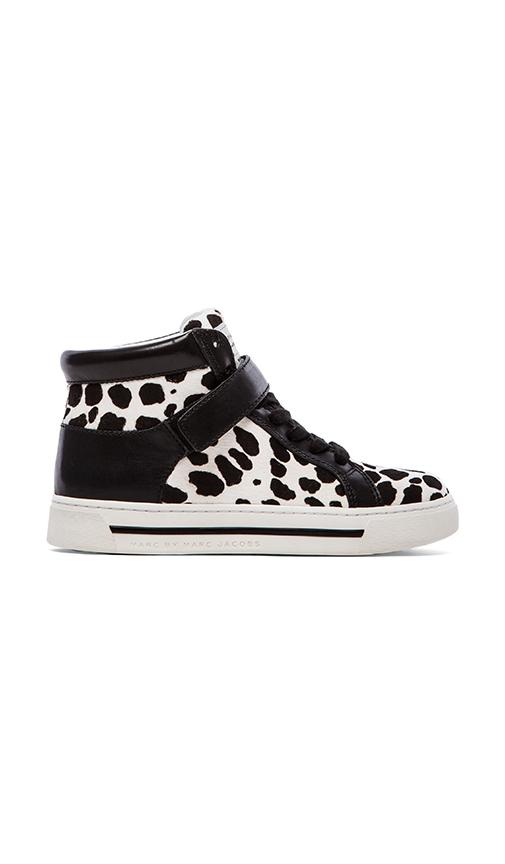 Marc by Marc Jacobs Cute Kicks 10mm Lace Up Sneakers with Calf Fur in White Multi | REVOLVE