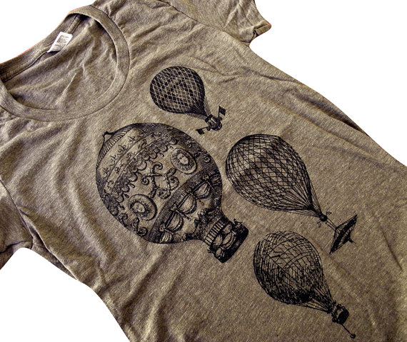 Hot Air Balloon T-Shirt - Vintage Balloons American Apparel ladies Tri-blend shirt - (Available in sizes S, M, L, XL)