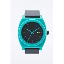 Nixon Time Teller Rubber Watch in Black and Teal
