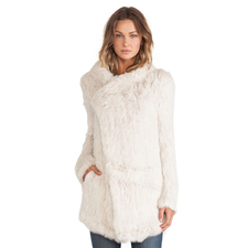 June Oversized Rabbit Fur Jacket in Putty | REVOLVE