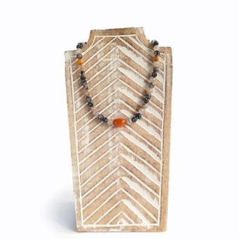 Amber Pendant with Agate an...