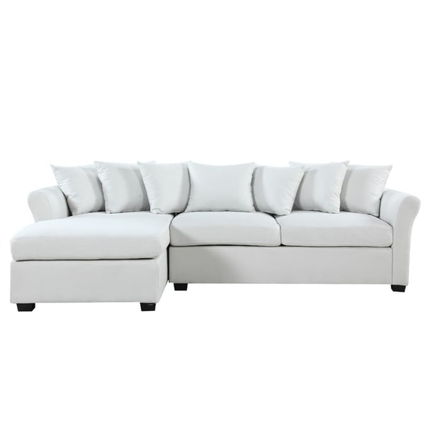 Large Linen Fabric Sectional Sofa with Left Facing Chaise Lounge. Opens flyout.