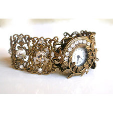 Brass Women's  Watch  - Swarovski Crystals Victorian Gothic Watch - Victorian Gothic Jewelry