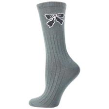 Bow pattern Hi-Bulk Acrylic Crew Women's Socks W3619