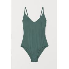 V-neck Swimsuit - Khaki green - Ladies 
