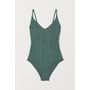 V-neck Swimsuit - Khaki green - Ladies 