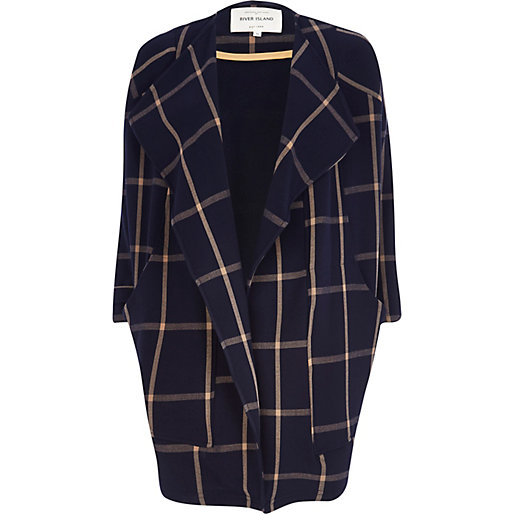 Navy check oversized waterf...