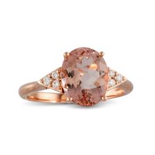 18K Rose Gold Diamond Ring With Morganite Center