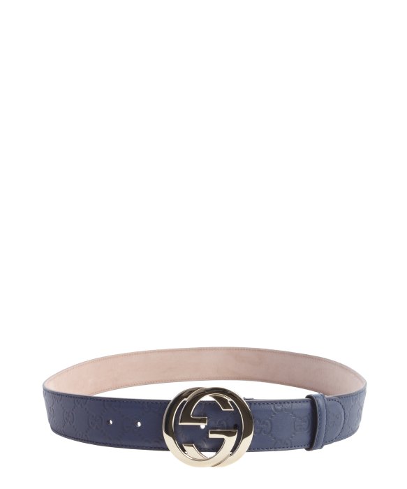 Gucci : uniform blue leather guccissima belt : style # 332939901