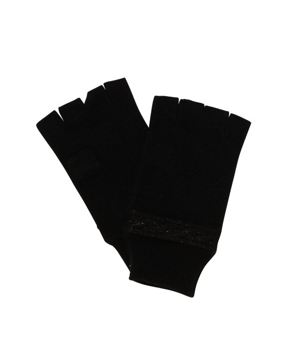 Hayden : black and gold cashmere fingerless gloves : style # 324596101
