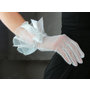Gauze Gloves White  with bows & Embroidered Fabric Lace - Women Bridal Wedding Bridesmaids Gift - Handmade