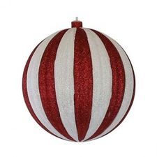 Stripe Ball Red Iridescent White Glitter