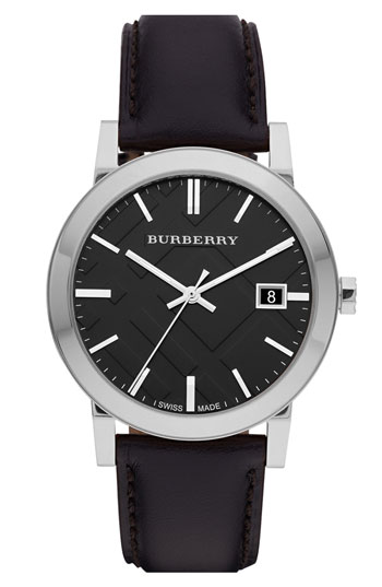 Burberry Check Stamped Round Dial Watch, 38mm | Nordstrom