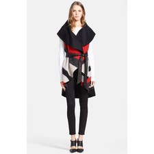 Alice   Olivia 'Keira' Sleeveless Wool Blend Wrap with Leather Belt | Nordstrom