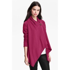 Bobeau Asymmetrical Fleece Wrap Cardigan (Regular & Petite) | Nordstrom