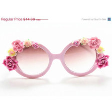 Cool Lovin ------ Fashion personality pink polymer clay flower pink sunglasses