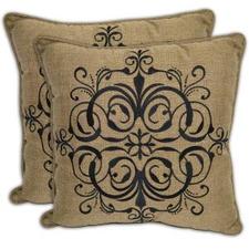 Hampton Bay Bark Textured Medallion Outdoor Throw Pillow (2-Pack)-7675-02458300 at The Home Depot