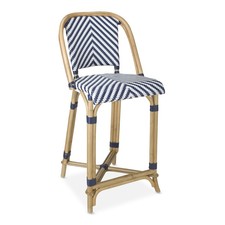 Parisian Bistro Woven Counter Stool, Blue/White