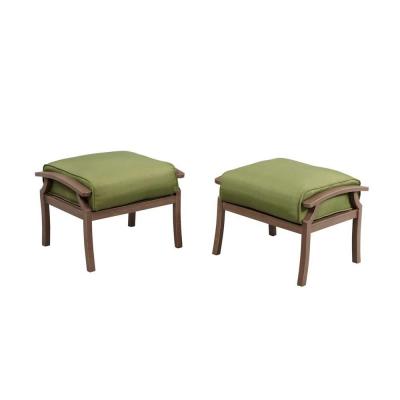 Hampton Bay Bloomfield Woven Patio Ottoman with Moss Cushion (2-Pack)-14H-039-OT at The Home Depot