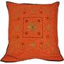 Mirror Work Aari Embroidery Design Cushion Cover Home Accent Furnishing - 16" x 16"